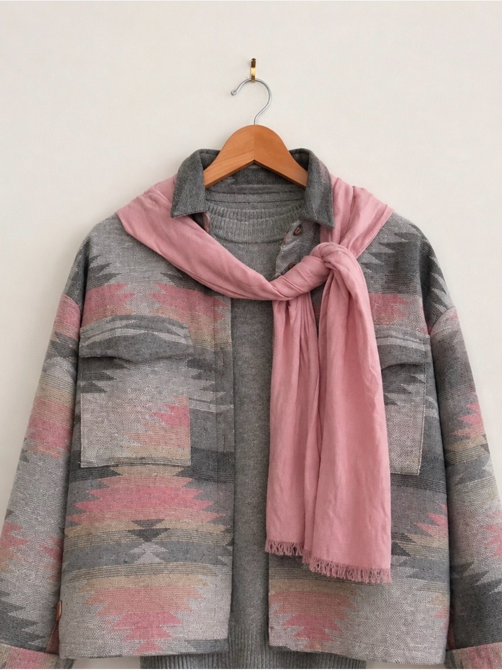 3 Piece Bundle: Simply Southern Jacket | Large | Sweater | Pink Scarf